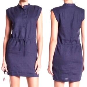Standard James Perse Womens Linen Dress Sleeveless Button Front Blue Size Small